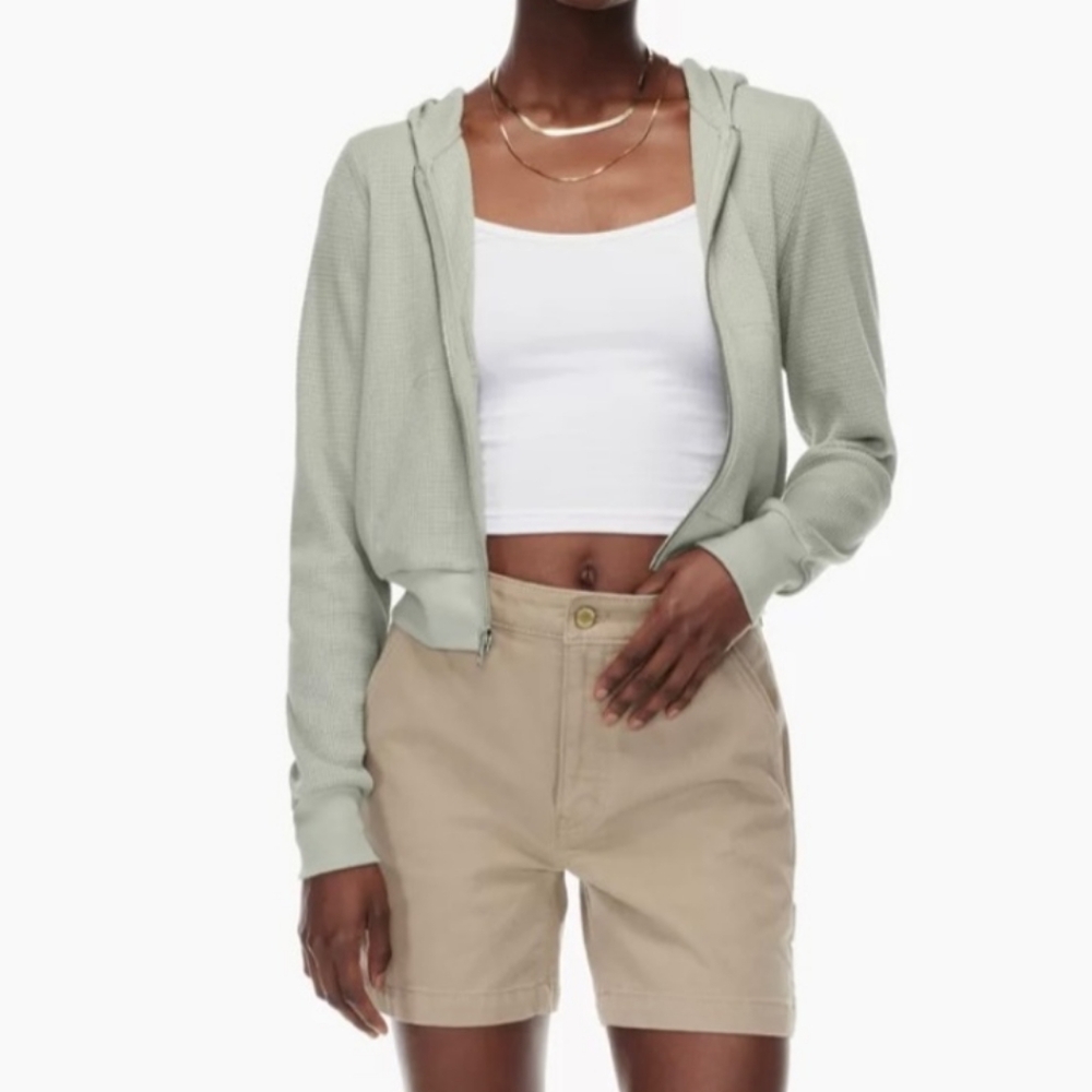 TNA Cropped Waffle Zip Up